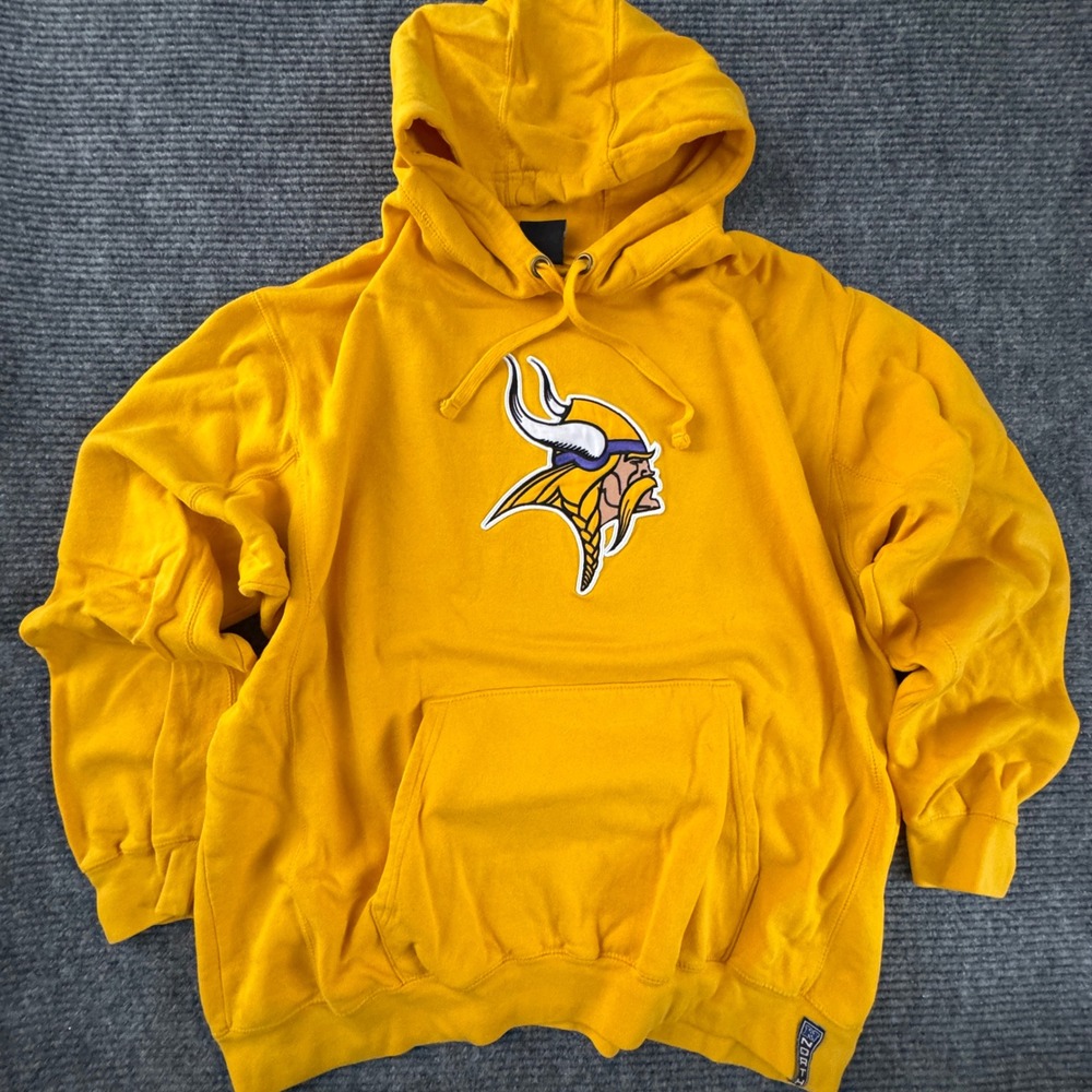 Minnesota Vikings NFL Team Apparel Hoodie Gold Embroidered Logo Oversized